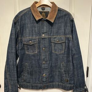 STS Blue Denim Jacket with Brown Collar